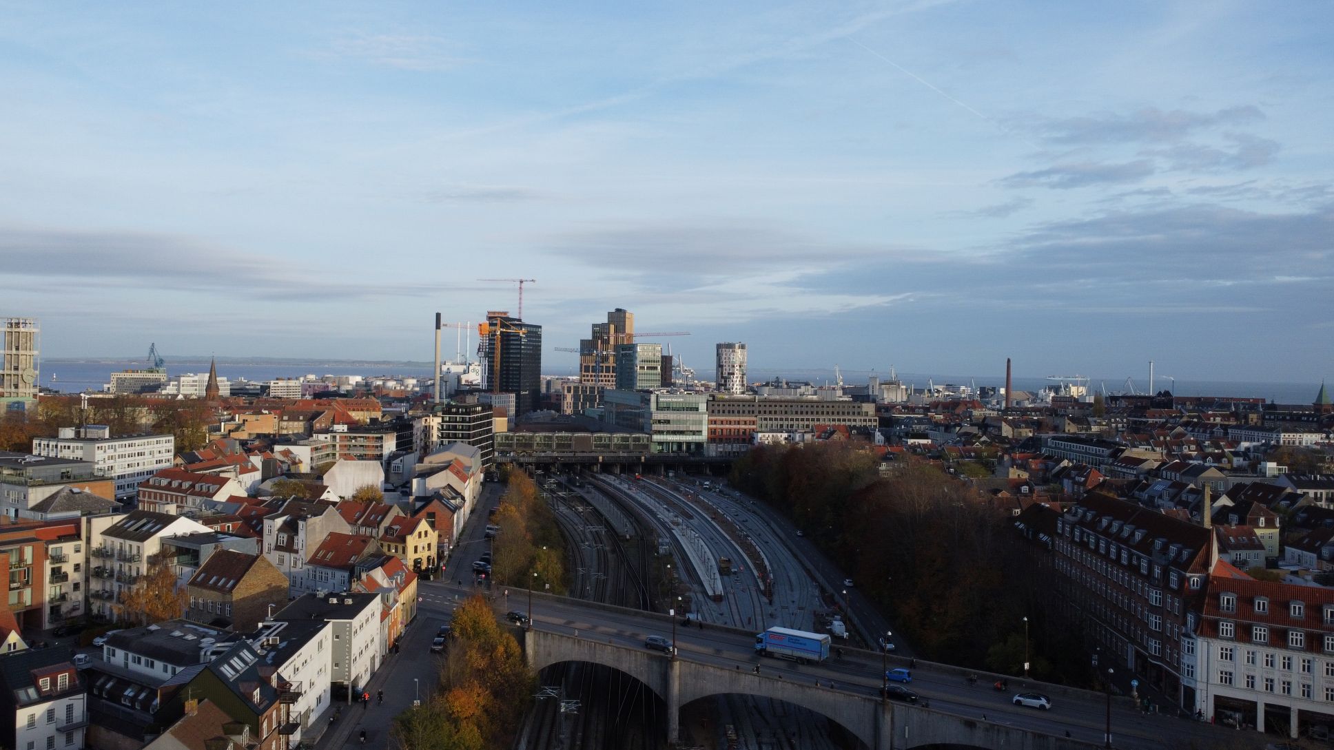 Aarhus Hovedbanegård set fra luften 