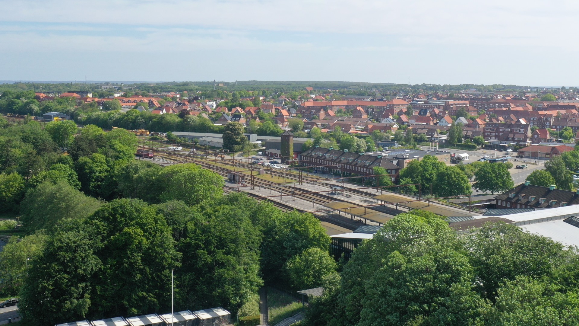 Dronefoto Fredericia Station maj 2023